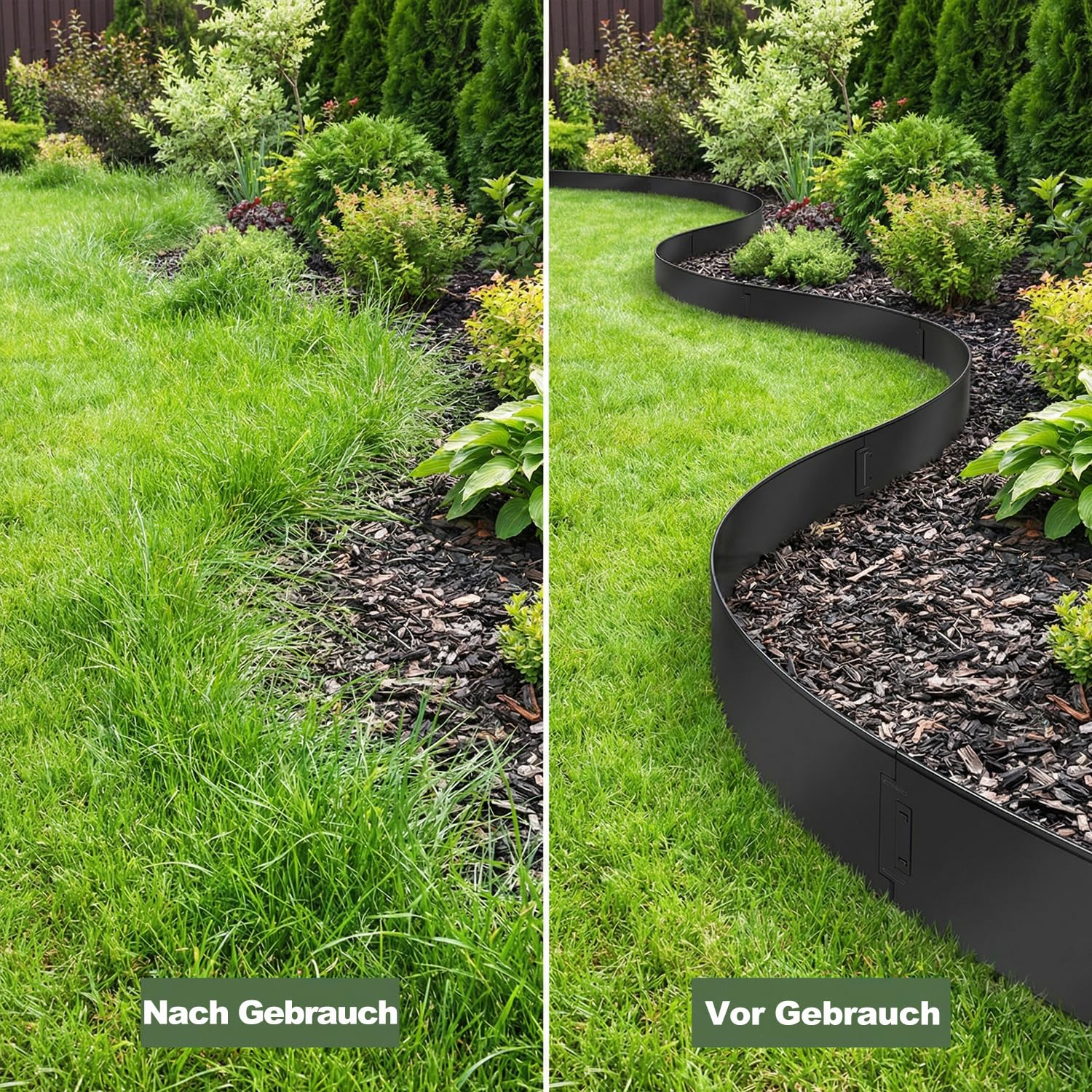 Aufun Bordure de Jardin Gazon en Acier Galvanisé 5m x 15 cm Bordure de Séparation Résistante 1mm, 5pcs pour Jardin Plantes Potager-Noir HAG8501B