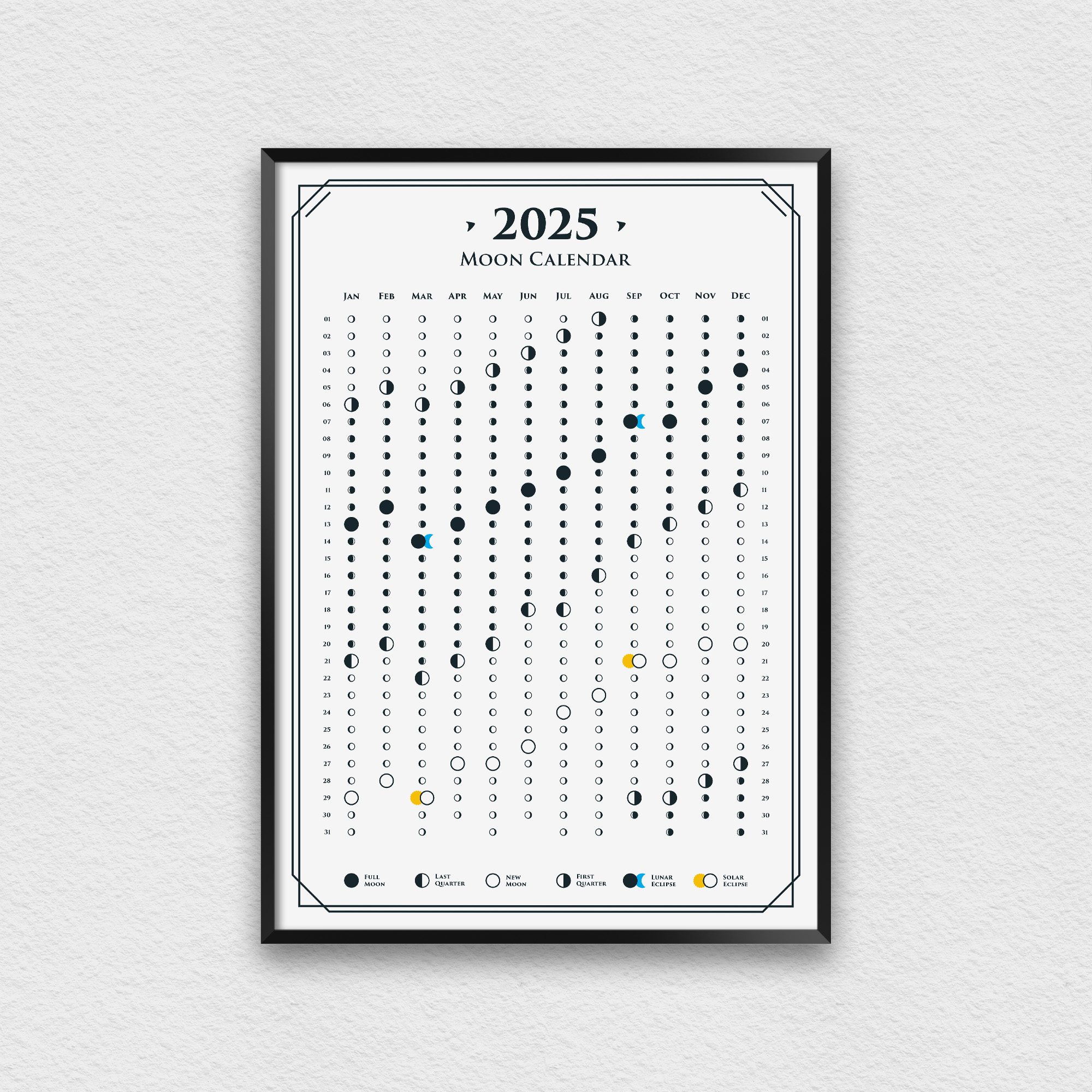 2026TYPE-MOONカレンダー 2026 Moon Phase Calendar | 2026 Lunar Calendar | Single Page Moon