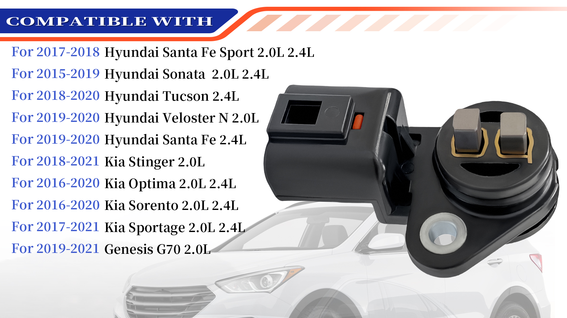 OE 243552G500 3935025010 Engine VVT Solenoid & Camshaft/Crankshaft Position Sensor Kit - For Hyundai Santa Fe, Sonata, Tucson & Kia Forte, Optima 2.0L/2.4L 2CRK0146 Kit For 2.0L 2.4L - View #2