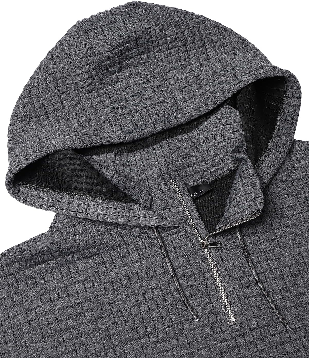 Auxo Mens Quarter Zip Pullover Fashion Quilted Hoodies Long Sleeve hooded Sweatshirt with Pocket - Image 6