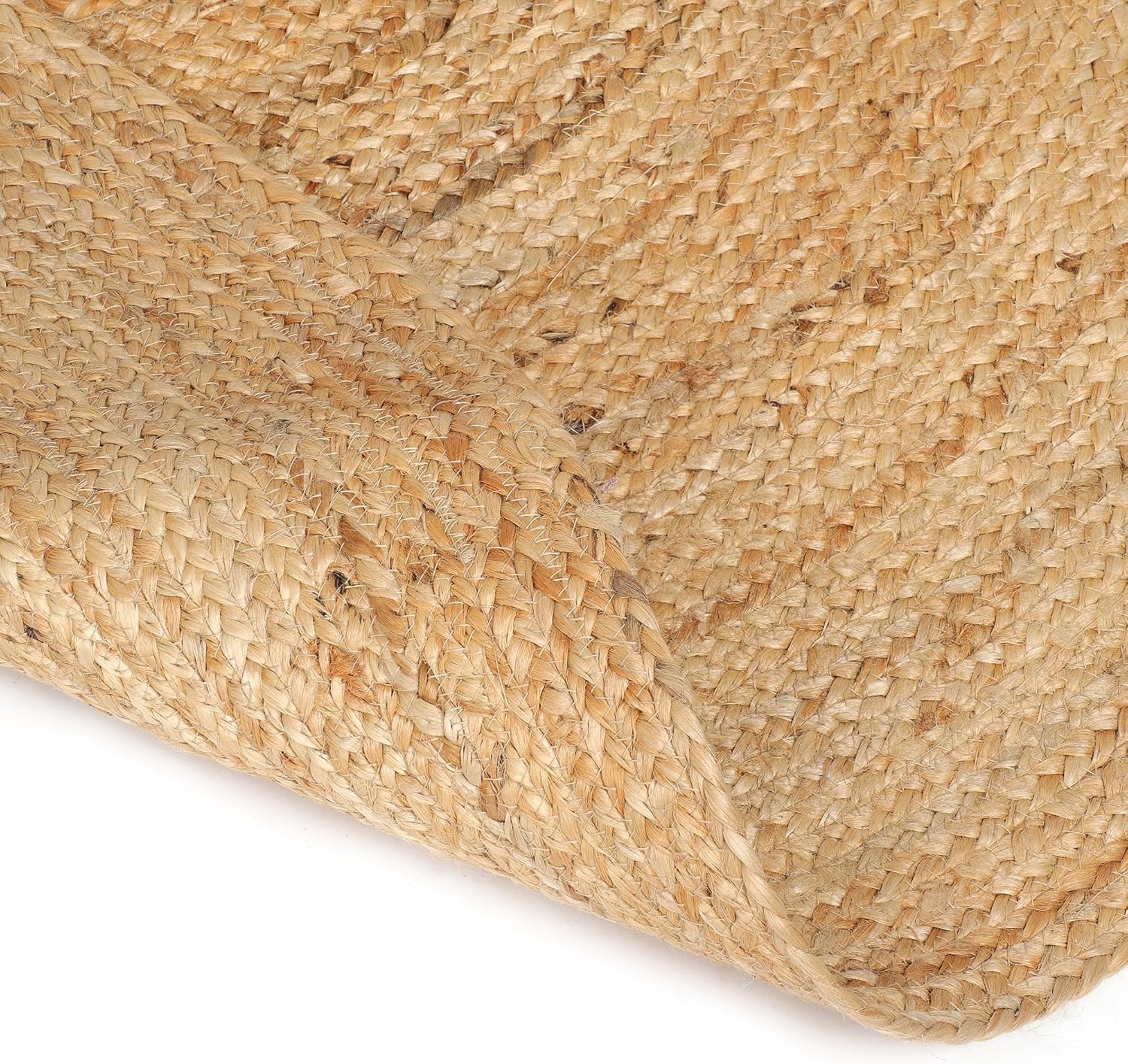 Hand Woven Jute Area Rug - 5' Round - Rustic Beige Reversible Farmhouse Rugs for Bedroom, Kitchen, Living Room - Vintage Natural Braided Entry Floor Décor Circle Boho Round Jute Rug 5 Foot
