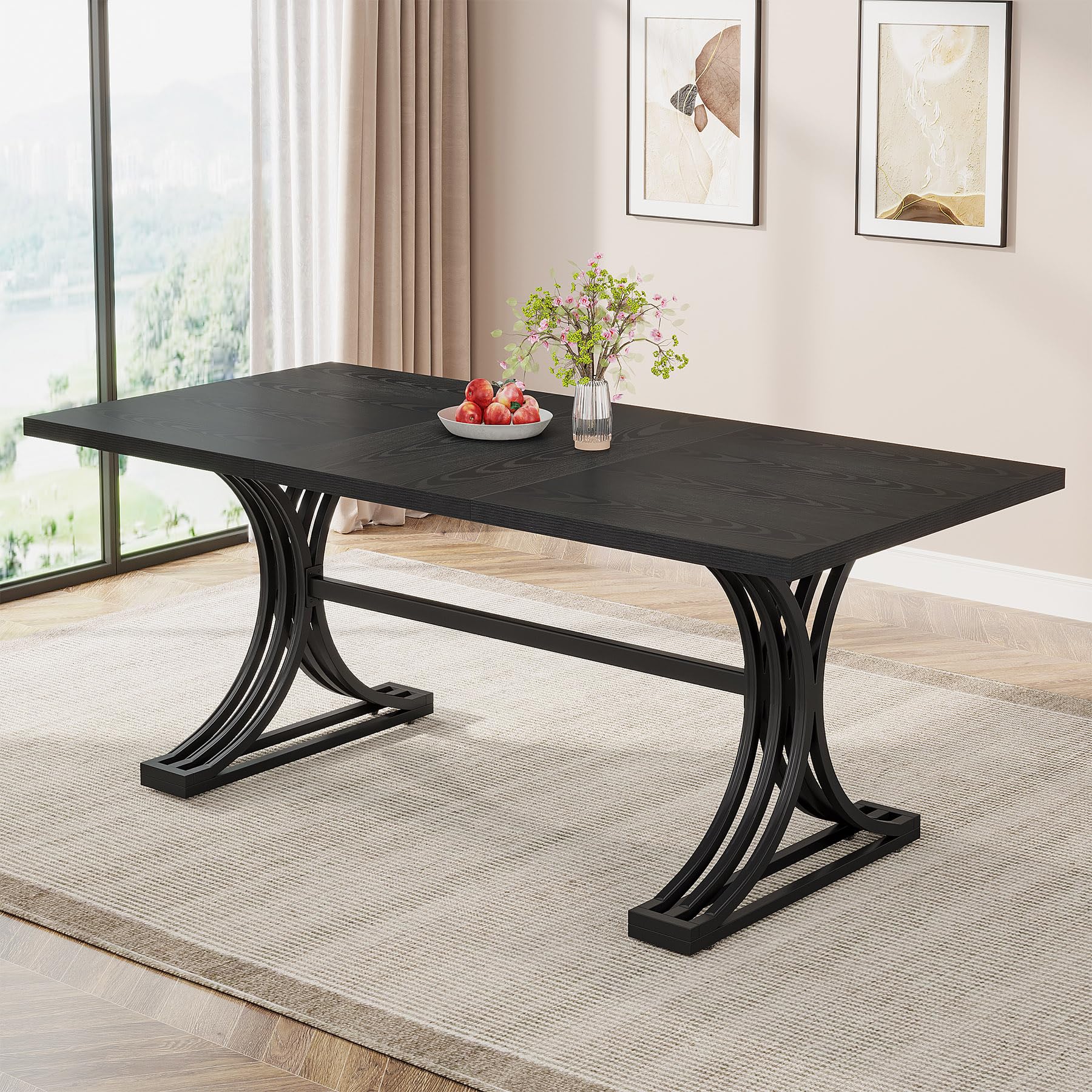 DINING TABLE | RECT TOP 27@りん Amazon.com - Tribesigns 63-Inch Rectangular Dining Table for 4 to