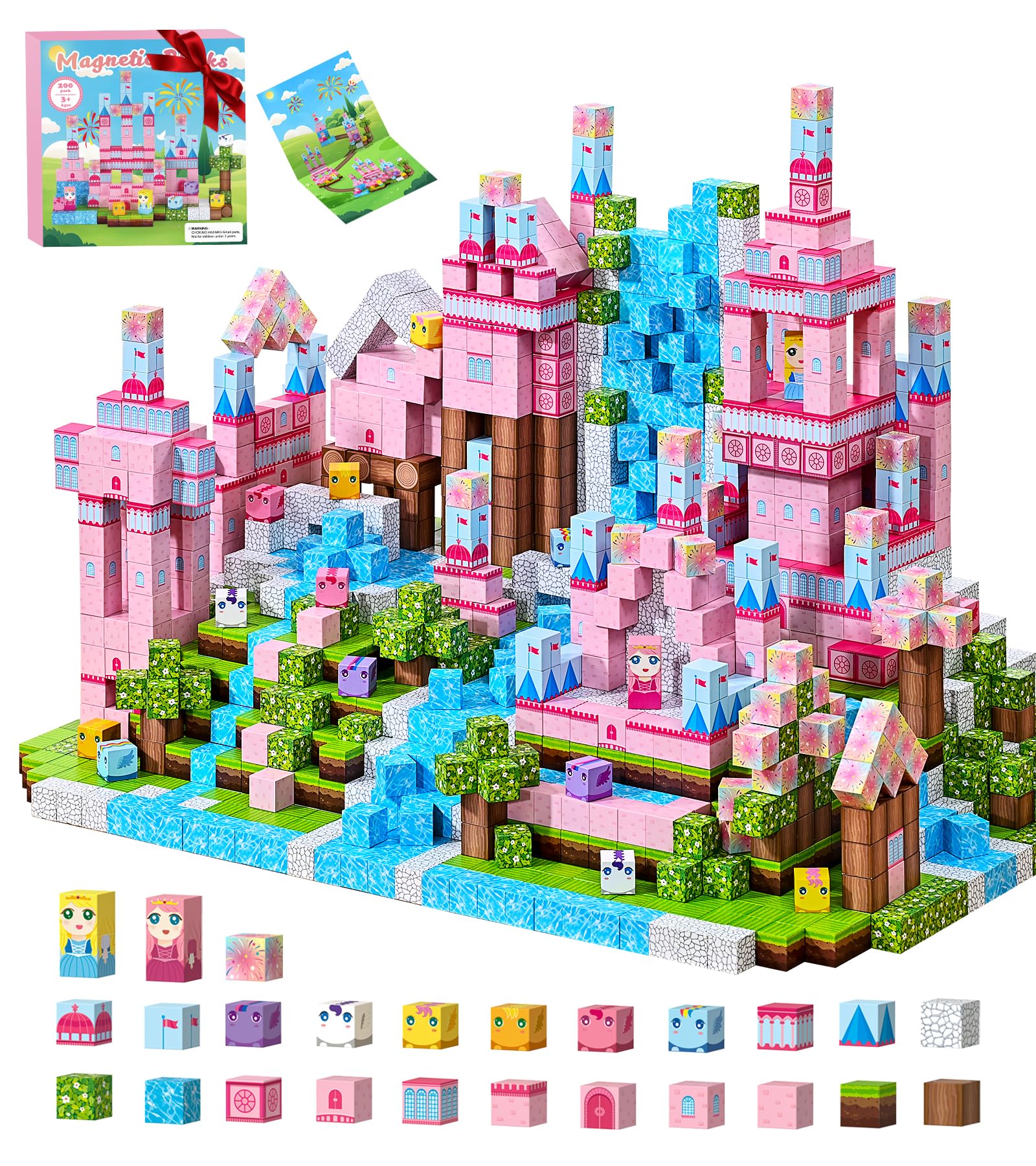 HOPFROG Costruzioni Magnetiche per Bambini, 200 pezzi Costruzioni Magnetiche per Bambini 3 Anni, Giocattolo Montessori per Bambina dai 3 ai 9 anni, Regalo di Pasqua e Compleanno per Ragazzi e Ragazze