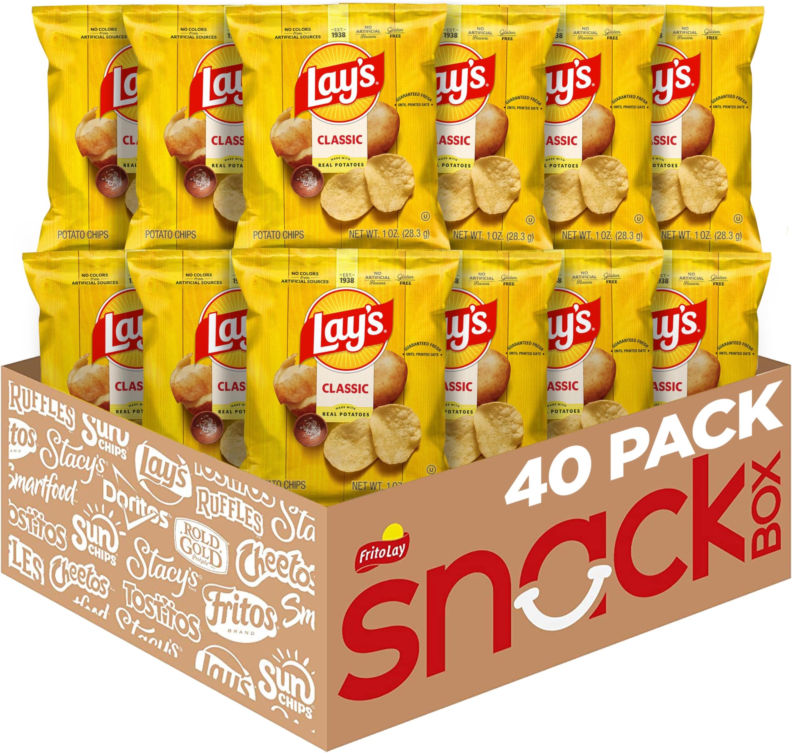 Lay's Potato Chips, Classic, 1 Ounce (Pack of 40)