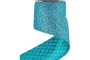 Teal Wired Christmas Ribbon