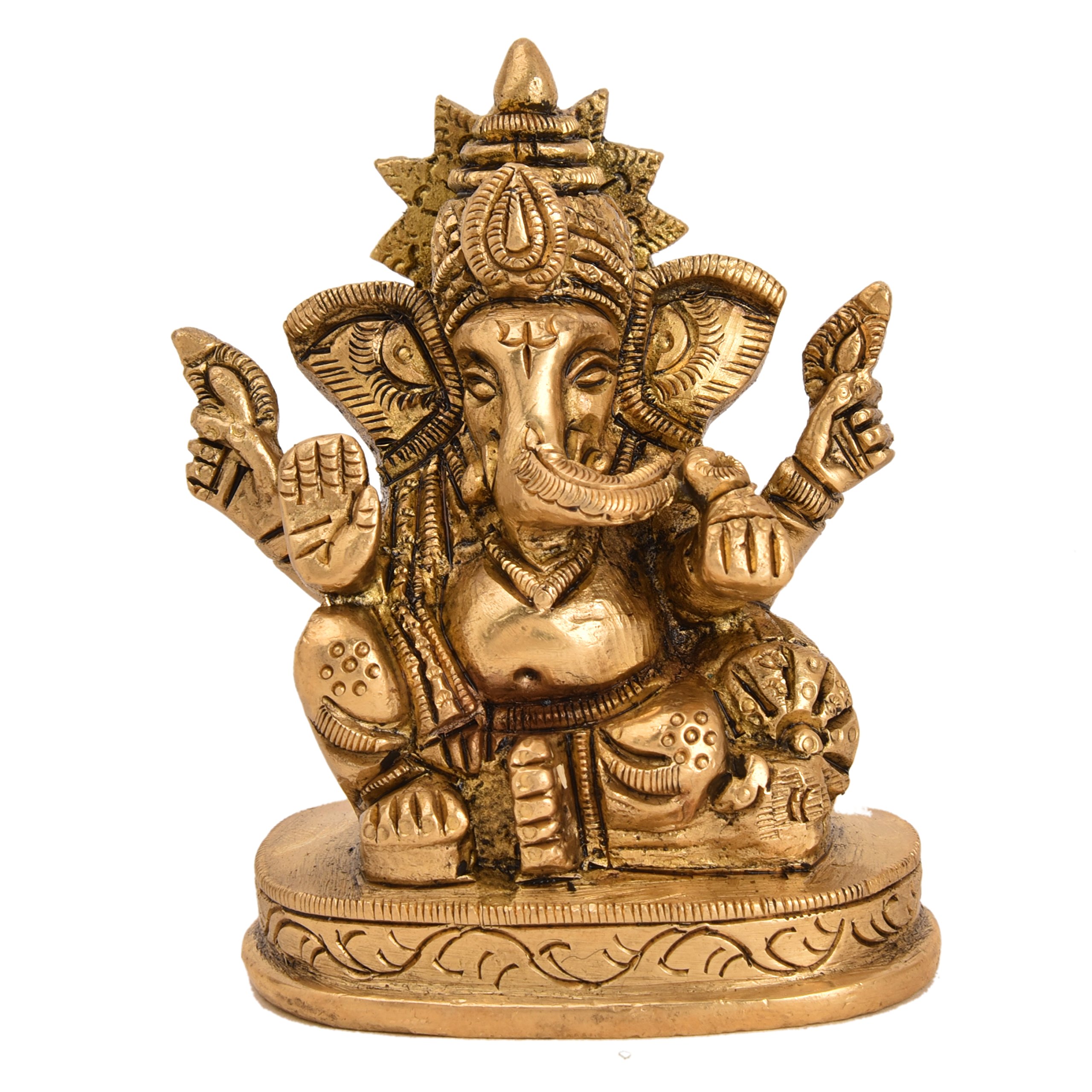 Jet Brass Ganesh Showpiece Collectible Handicraft Art Wealth Good Luck Abudance Stamine