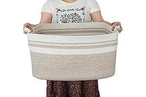 Oversized Rectangle Woven Basket for Storage with Handles: Large 22 x 17...