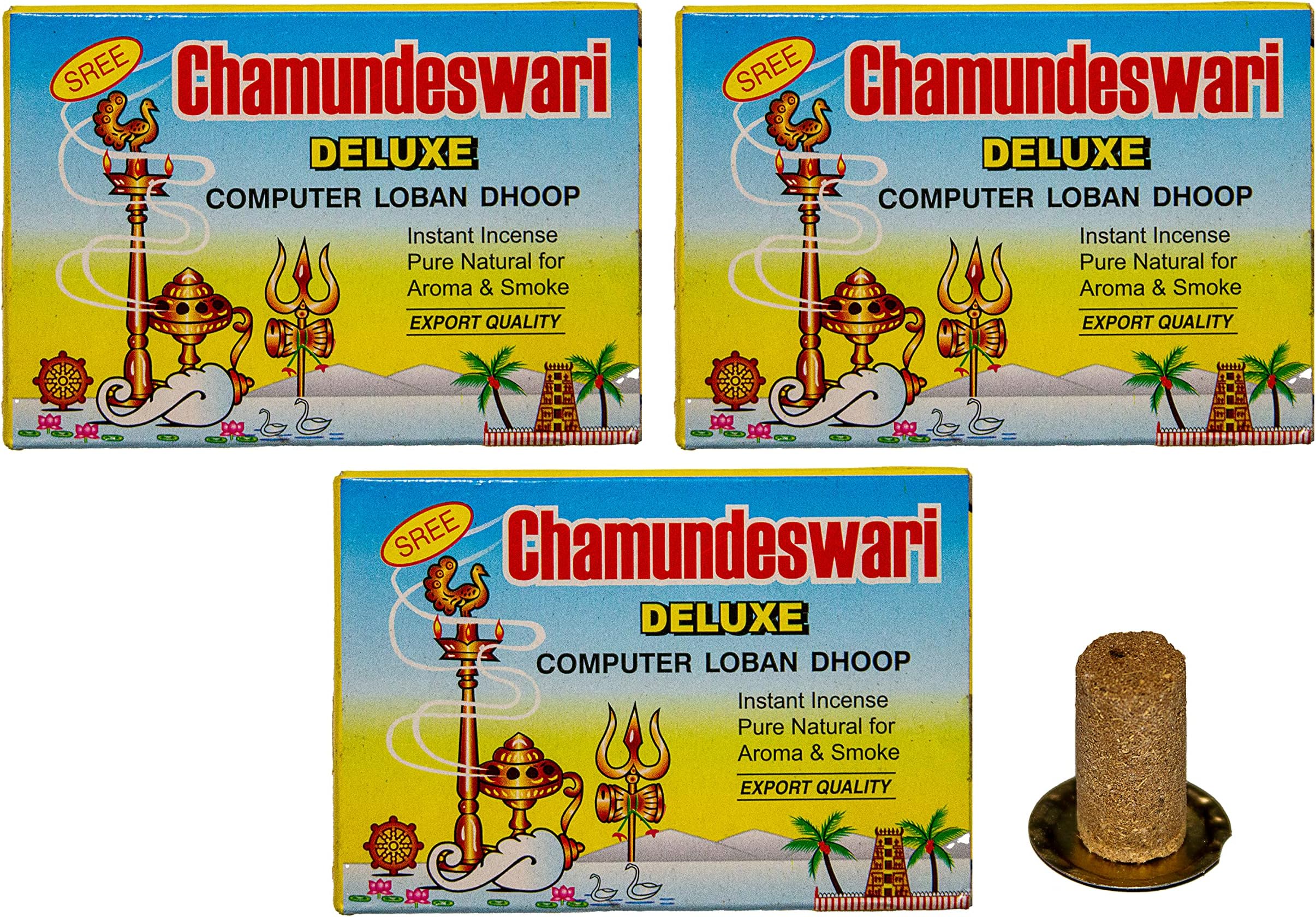 Sree Chamundeswari Deluxe Computer Sambrani Loban Dhoop, 1.5" Long - 3 Packs, 24 Sticks per Pack