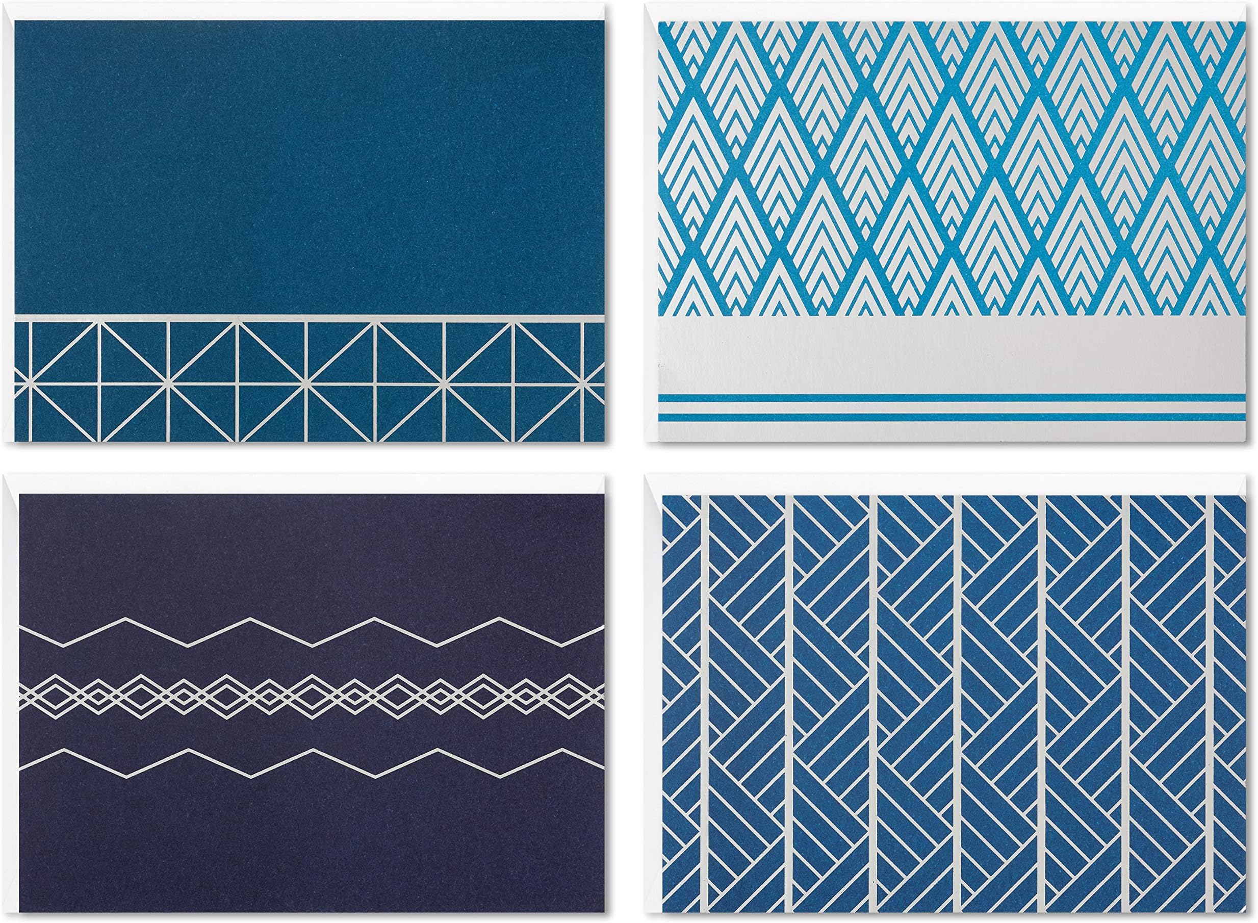 Hallmark Blank Cards Assortment, Geometric Silver Foil (40 Note Cards with Envelopes)