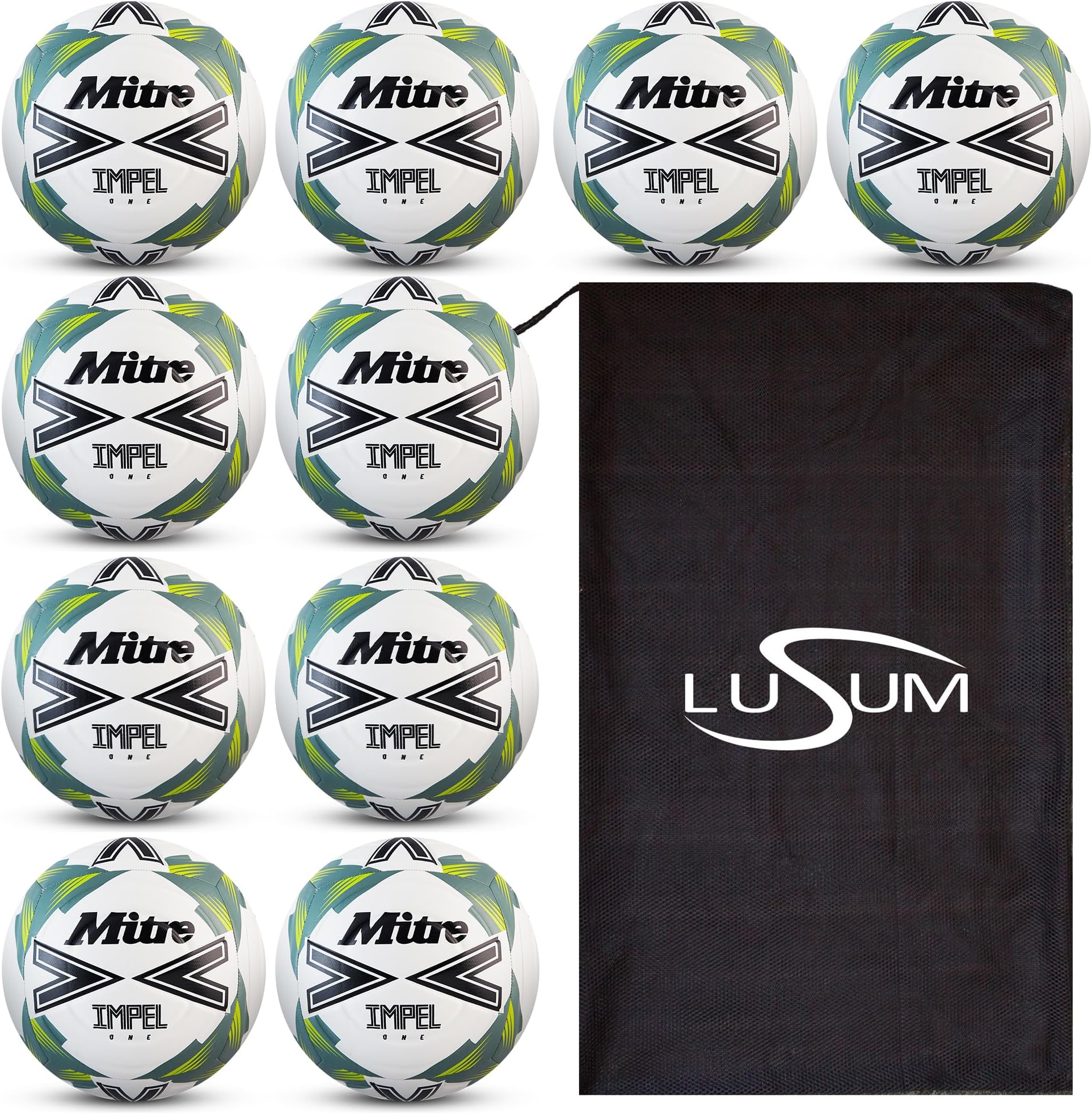Mitre Impel Footballs x 10 Training Balls | Highly Durable | Sports Training Equipment | Available in sizes 3, 4 and 5