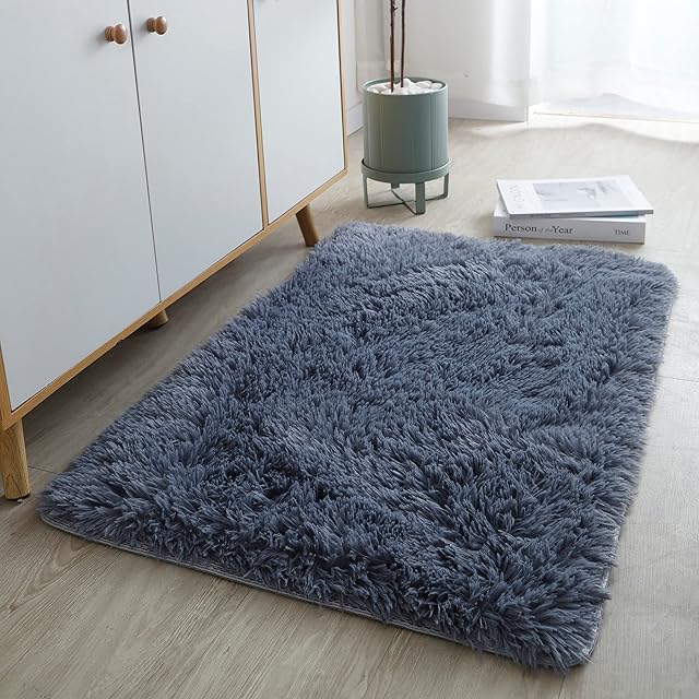 Shaggy Rugs For Living Room, Large Area Rug, Anti-slip Backing Soft Touch Fluffy Floor Carpet Bedroom Modern Indoor Rug Home Decor For Kids Baby Room, 60cm x 110cm, Grey