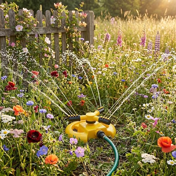 Orret Home Bahçe Fıskiyesi 1/2 Hortum Uyumlu – Toprağa Batırılabilir veya Standlı Otomatik Su Fıskiyesi, Çim Sulama,360° Döner Sprink Sulama Sistemi Ev Tipi (ASORTİ RENK) (3 Başlıklı Standlı)
