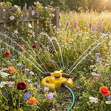 Orret Home Bahçe Fıskiyesi 1/2 Hortum Uyumlu – Toprağa Batırılabilir veya Standlı Otomatik Su Fıskiyesi, Çim Sulama,360° Döner Sprink Sulama Sistemi Ev Tipi (ASORTİ RENK) (3 Başlıklı Standlı)