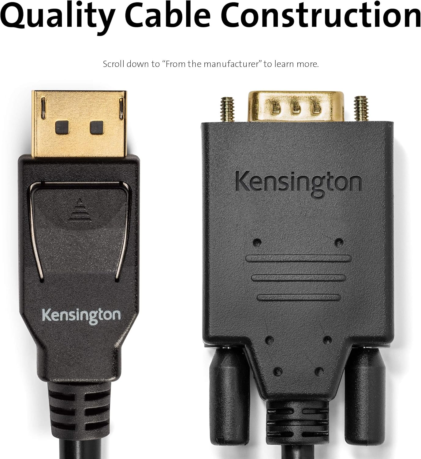 Kensington DisplayPort to VGA Cable (Support up to 1080P), 6ft (K33024WW)