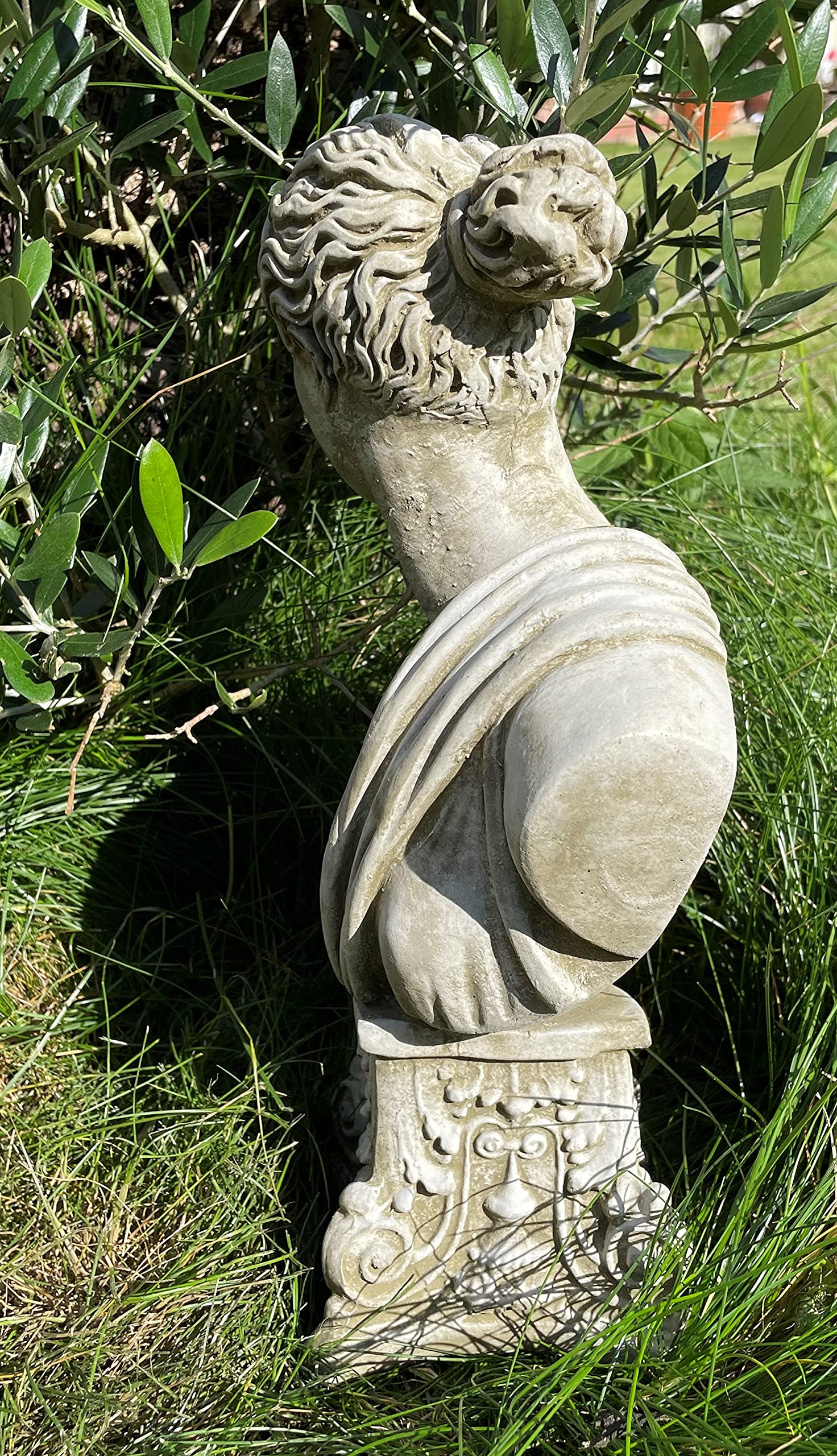 Busto de piedra de Atenea | Estatua de diosa griega en piedra reconstruida de hormigón para decoración de jardín al aire libre