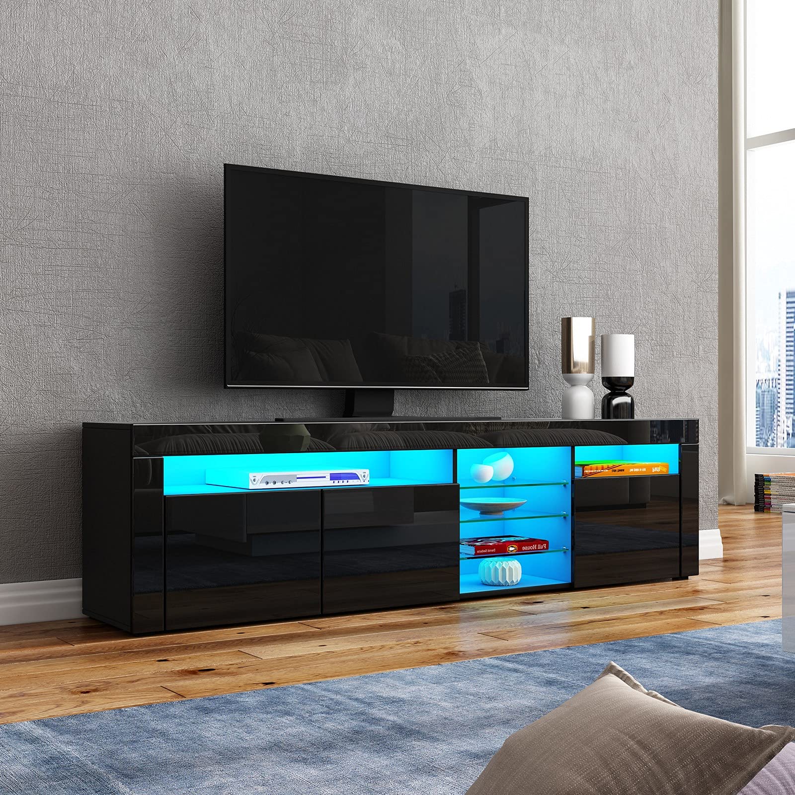AWOOOD 1800mm LED TV Modern High Gloss TV Stand Storage Unit
