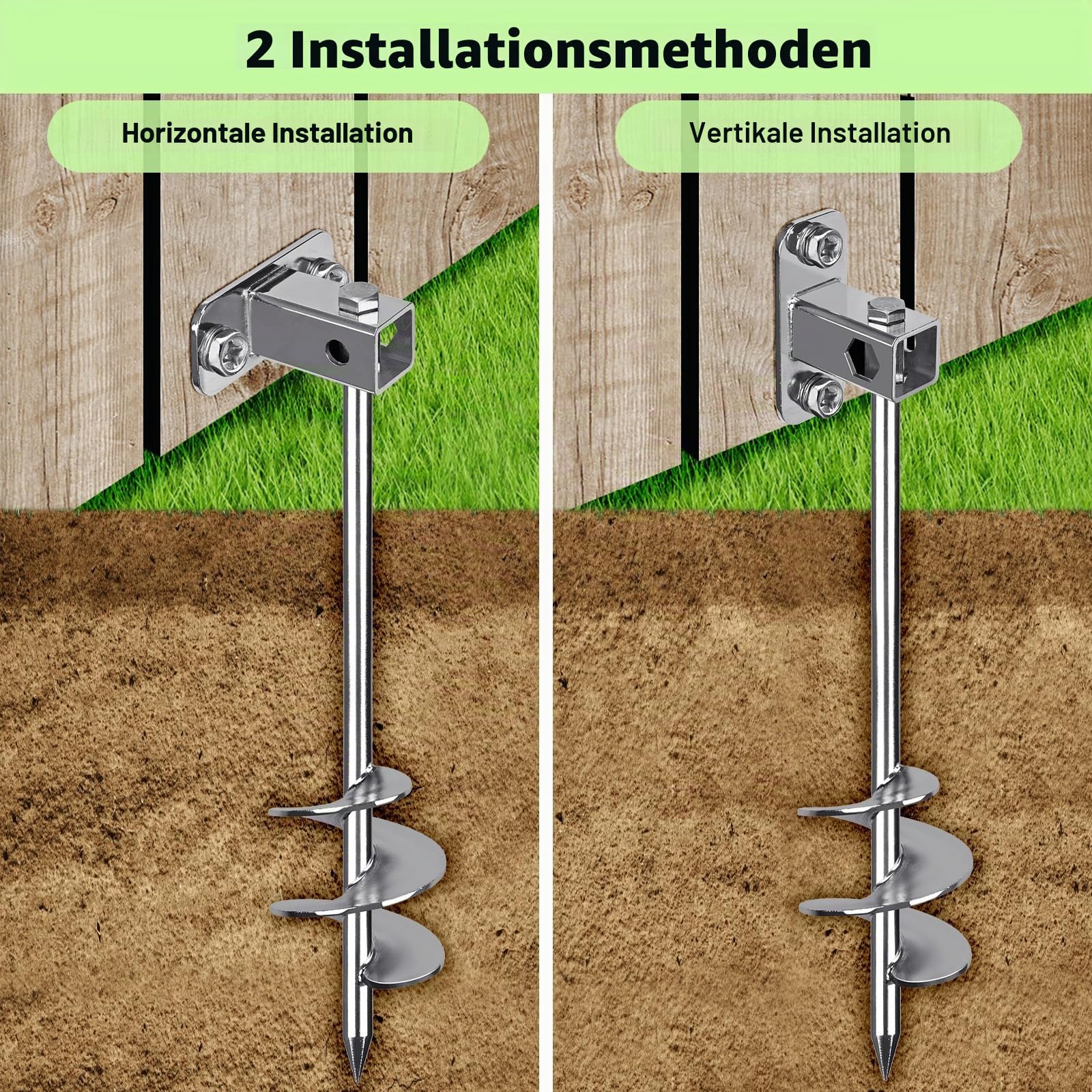 Insaga 6er Zeltheringe, 42cm Zelt Heringe Erdnägel Stabil Lang Erdanker Bodenanker Schraubheringe Zelthaken für Trampolin/Schaukel/Camping/Schuppen/Hund/Carport mit Fester Schlaufe