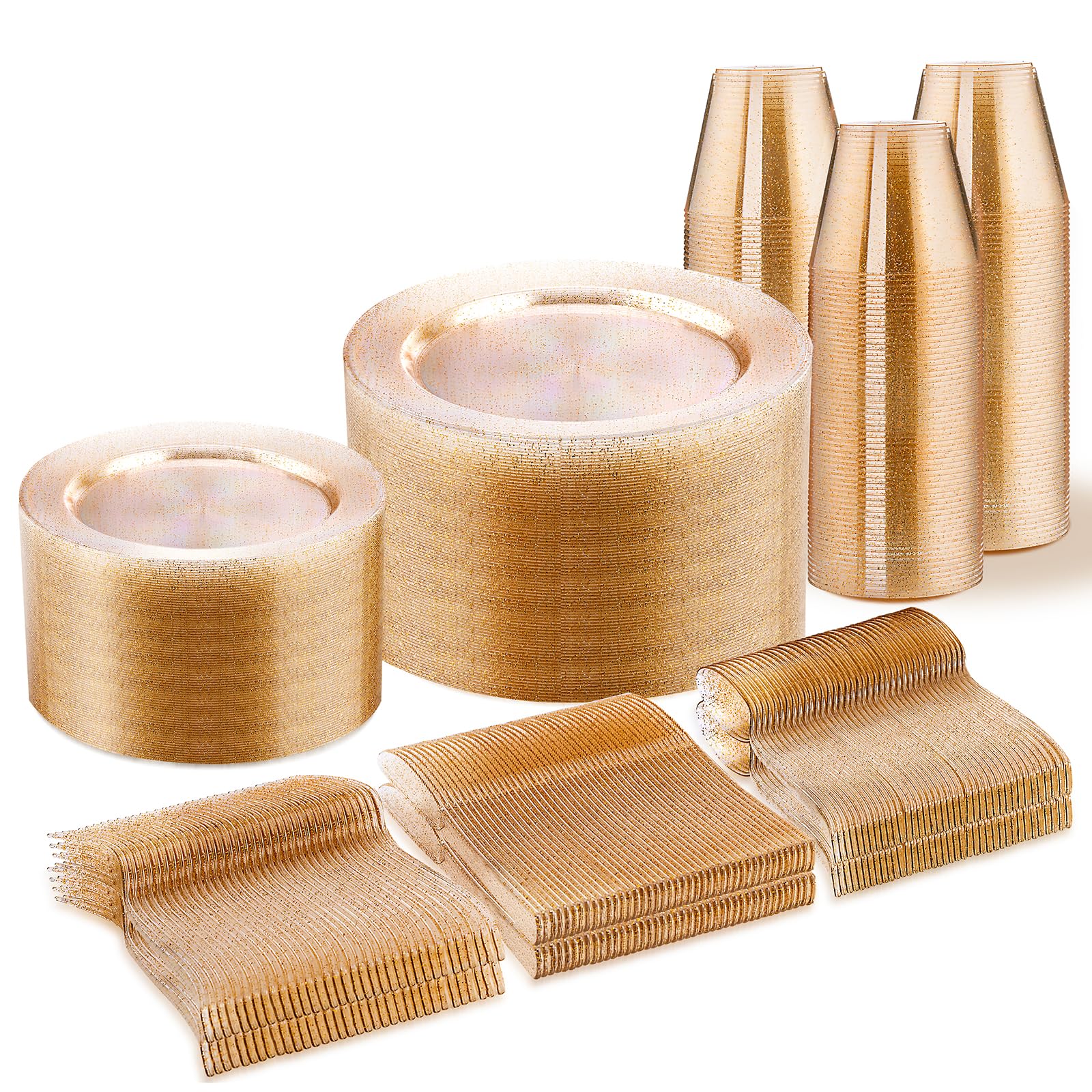 WELLIFE Silver Disposable Dinnerware Set - 600 Piece -12