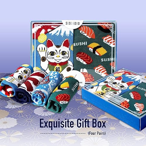 Miniatura 4 de Calcetines de gato para amantes de los gatos, calcetines atléticos de algodón divertidos para mujer con bonitos patrones de gatitos, caja de regalo