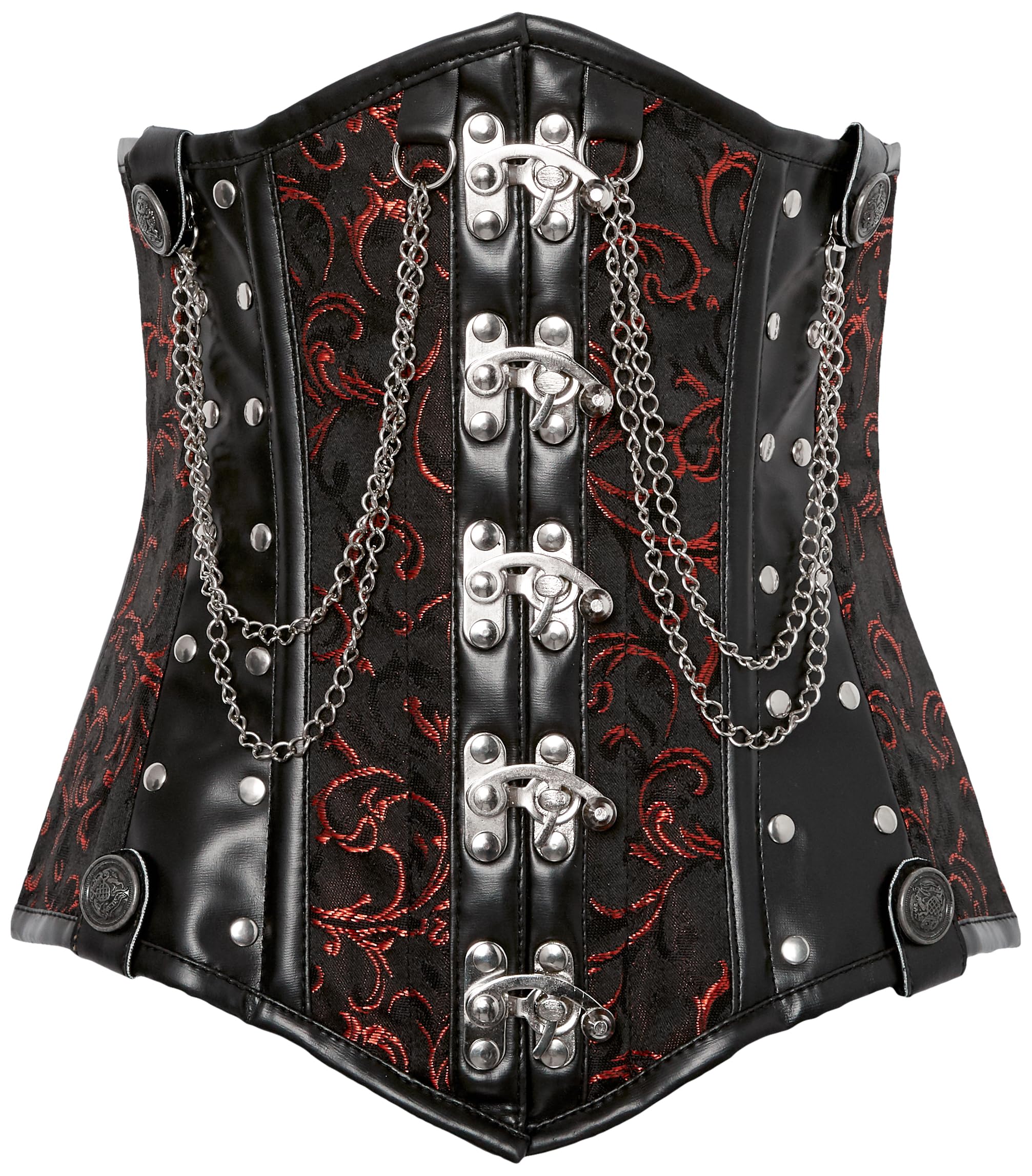 Top Drawer Black/Purple Steel Boned Underbust Corset w/Chains and Clasps
