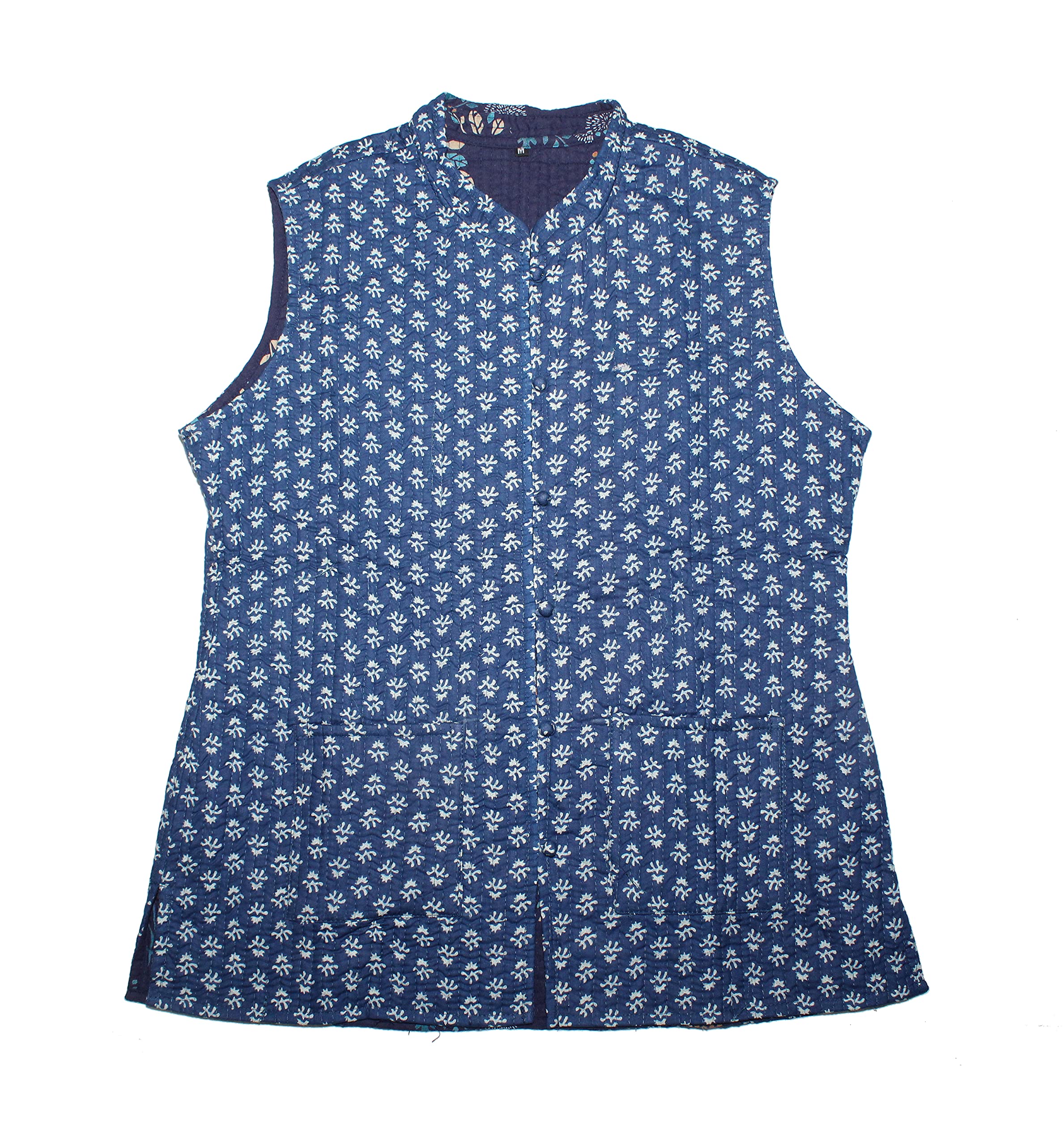 SHUBHANGI COLLECTIONSWomen's Peach Cotton Quilted Reversible Sleeveless Jacket