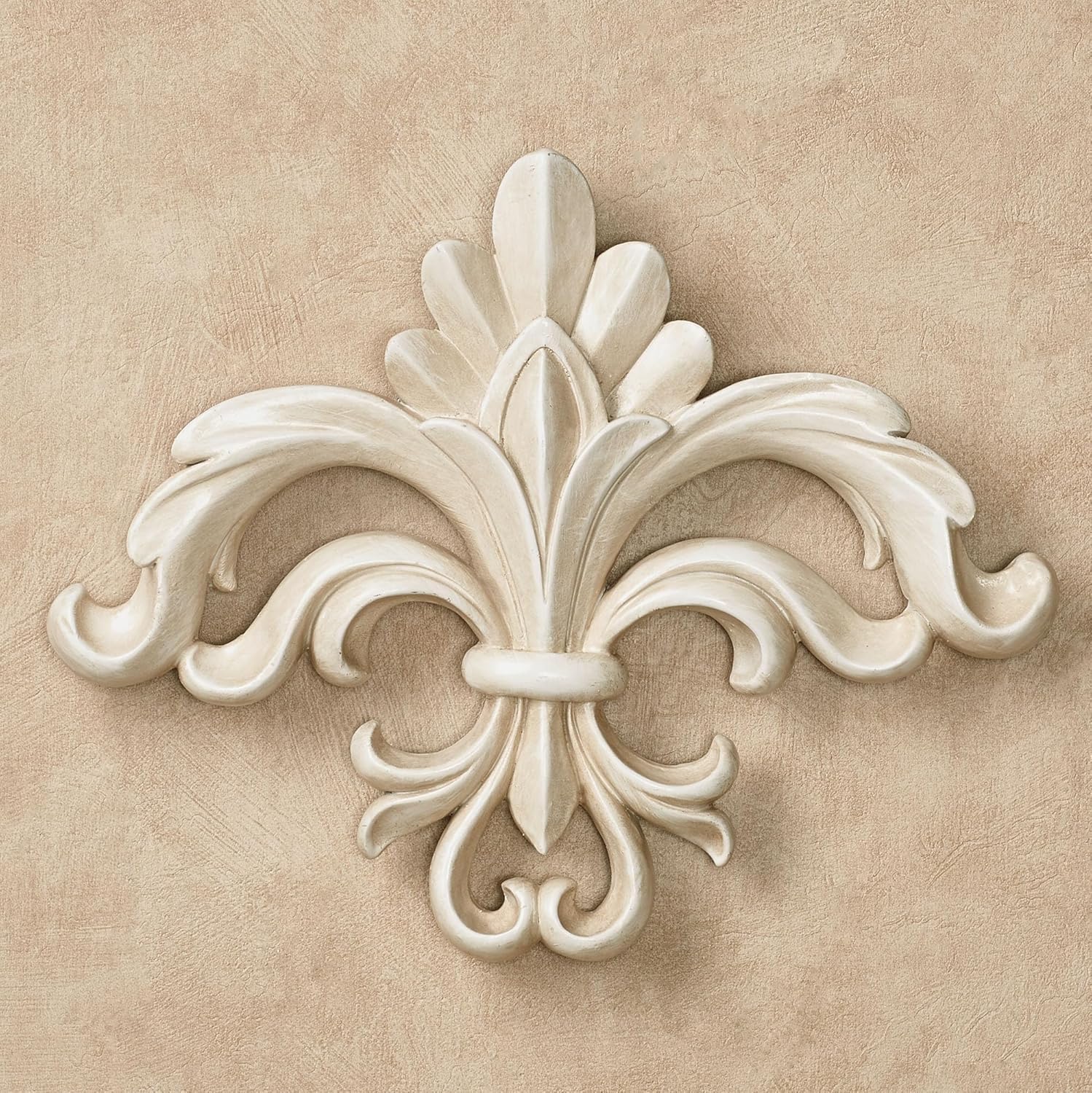 Touch of Class Rhett Classic Fleur de Lis Wall Accent | Antique White Vintage Decor for Bedroom, Living Room, Hallway, Foyer