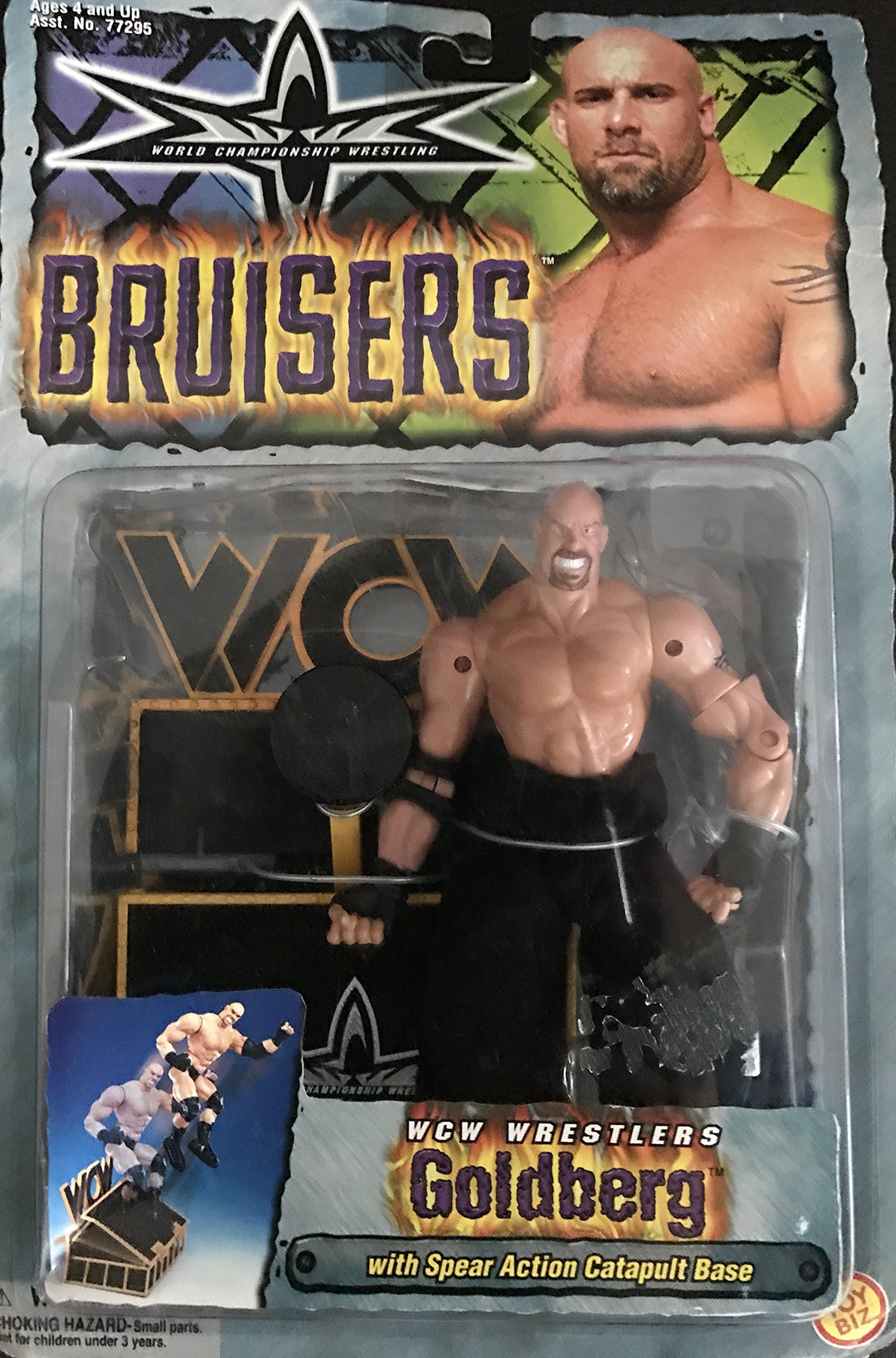 WCW Bruisers Series Goldberg with Spear Action Catapult Base by Toy Biz 1999