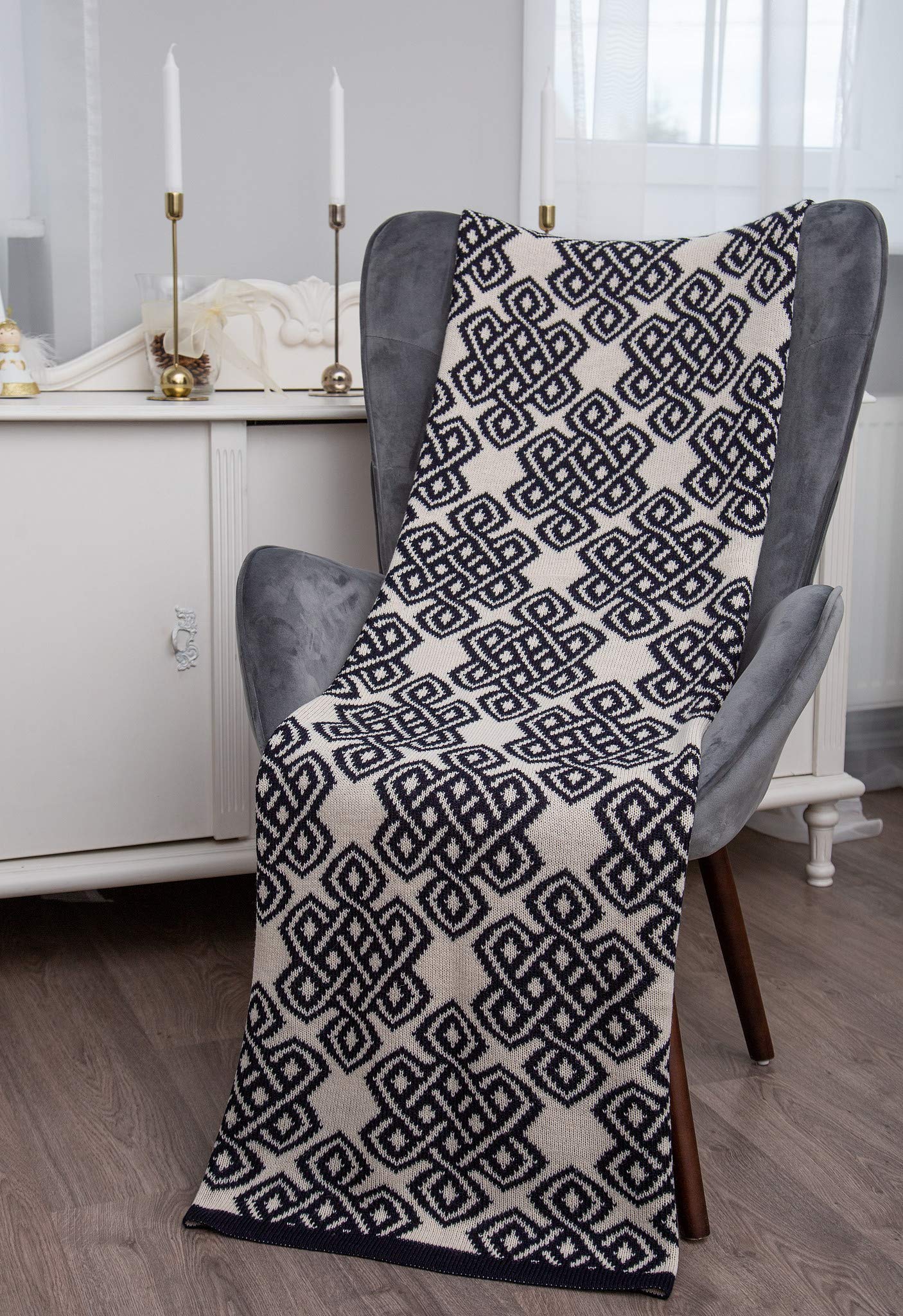Couverture irlandaise anti-froid en laine douce Aran Knit