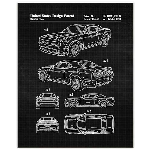 Vintage Dodge Demon Auto Patent Prints, 1 (11x14) Unframed Photos, Wall Art Decor Gifts Under 20 for Home Office Man Cave Engine Garage Race Parts