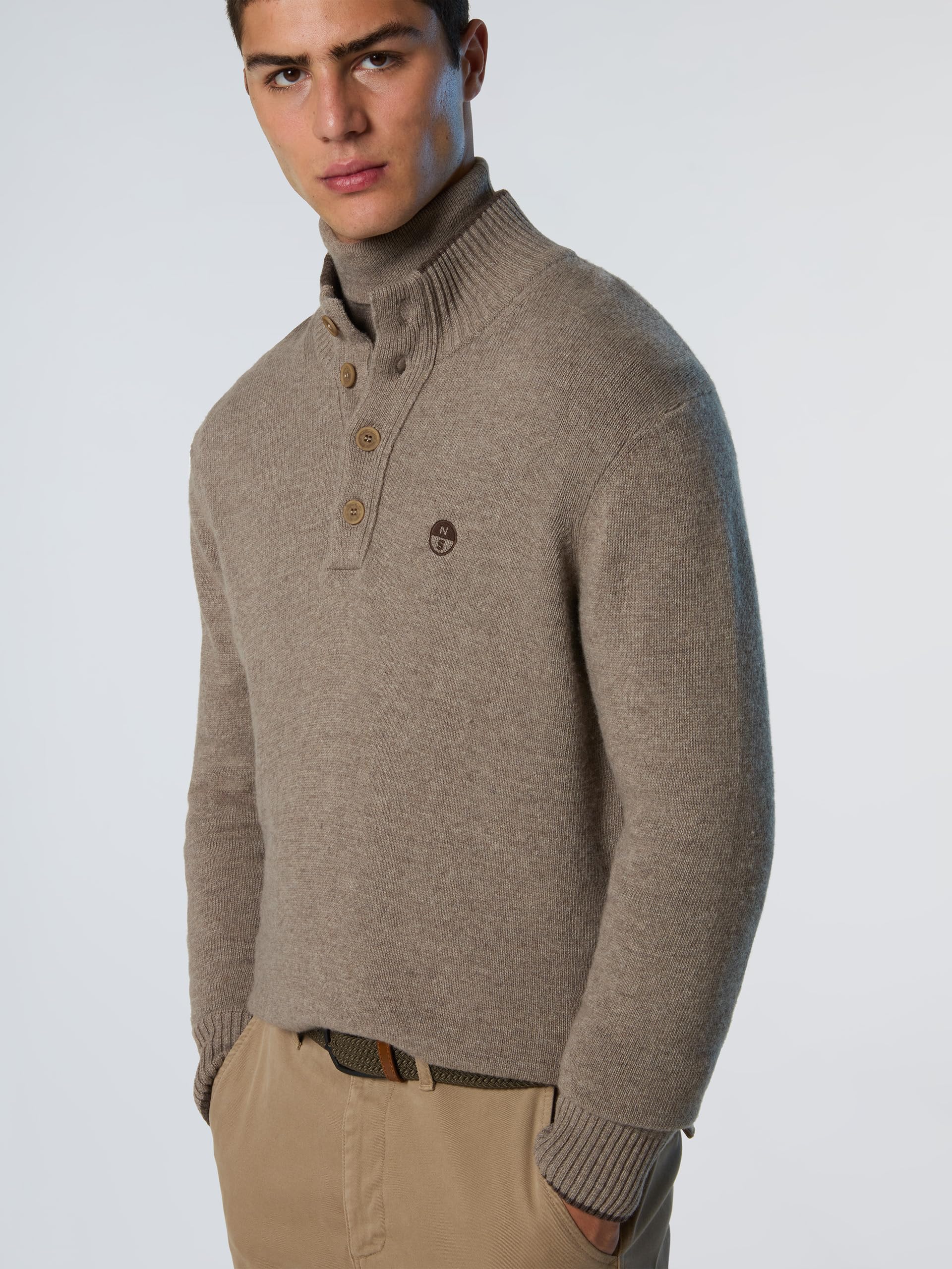 NORTH SAILS Maglione Uomo in Misto Cashmere con Collo Alto e Bottoni