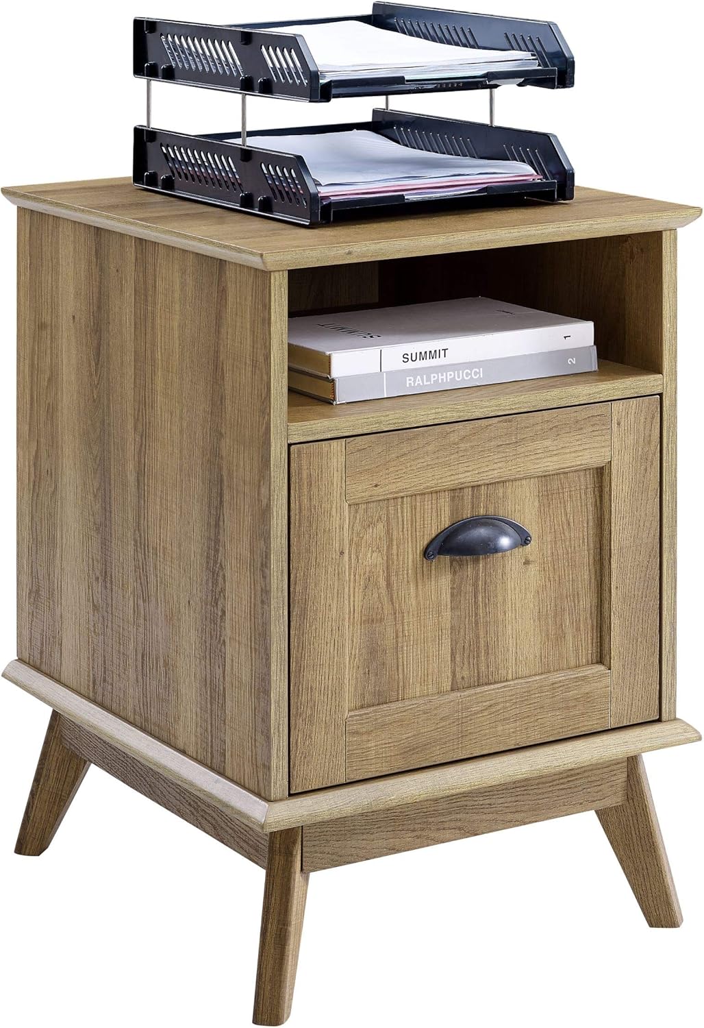 Caffoz Newport Series Tall Wooden Home Office File Cabinet with Fully Extended Drawer | Side End Table | Sturdy and Stylish | Easy Assembly | Golden Oak Wood Look Accent Living Room Furniture