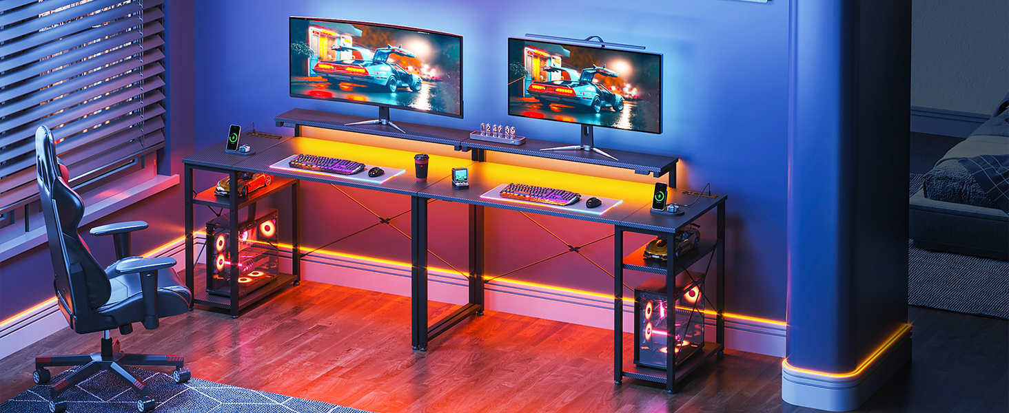 モニター台付き ゲーミング＆パソコンデスク ゲーミングデスク モニター台付き！ Amazon | ゲーミングデスク