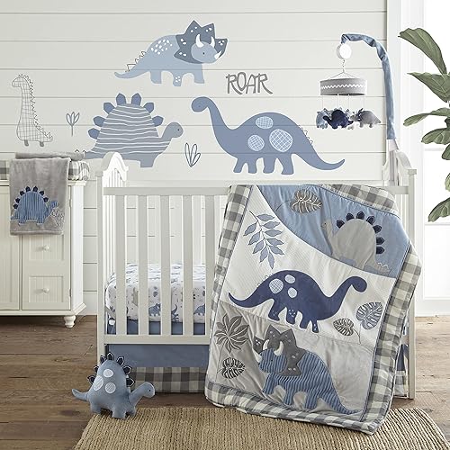 Miniatura 3 de Levtex Baby - Kipton Vinilo Decorativo de Pared - Dinosaurios, Hojas - Gris, Blanco, Azul - Accesorios para guardería - Tamaño 36 x 33 pulgadas.