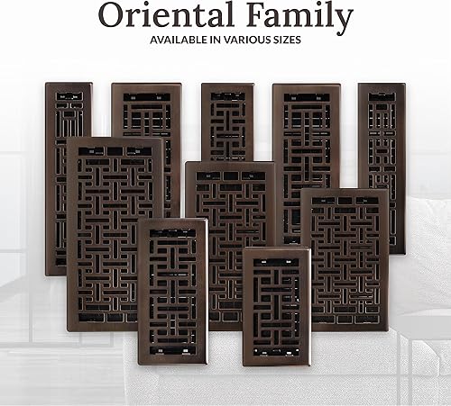 Miniatura 8 de Decor Grates AJH414-RB - Registro de suelo oriental, de 4 x 14 pulgadas, con acabado de bronce cepillado