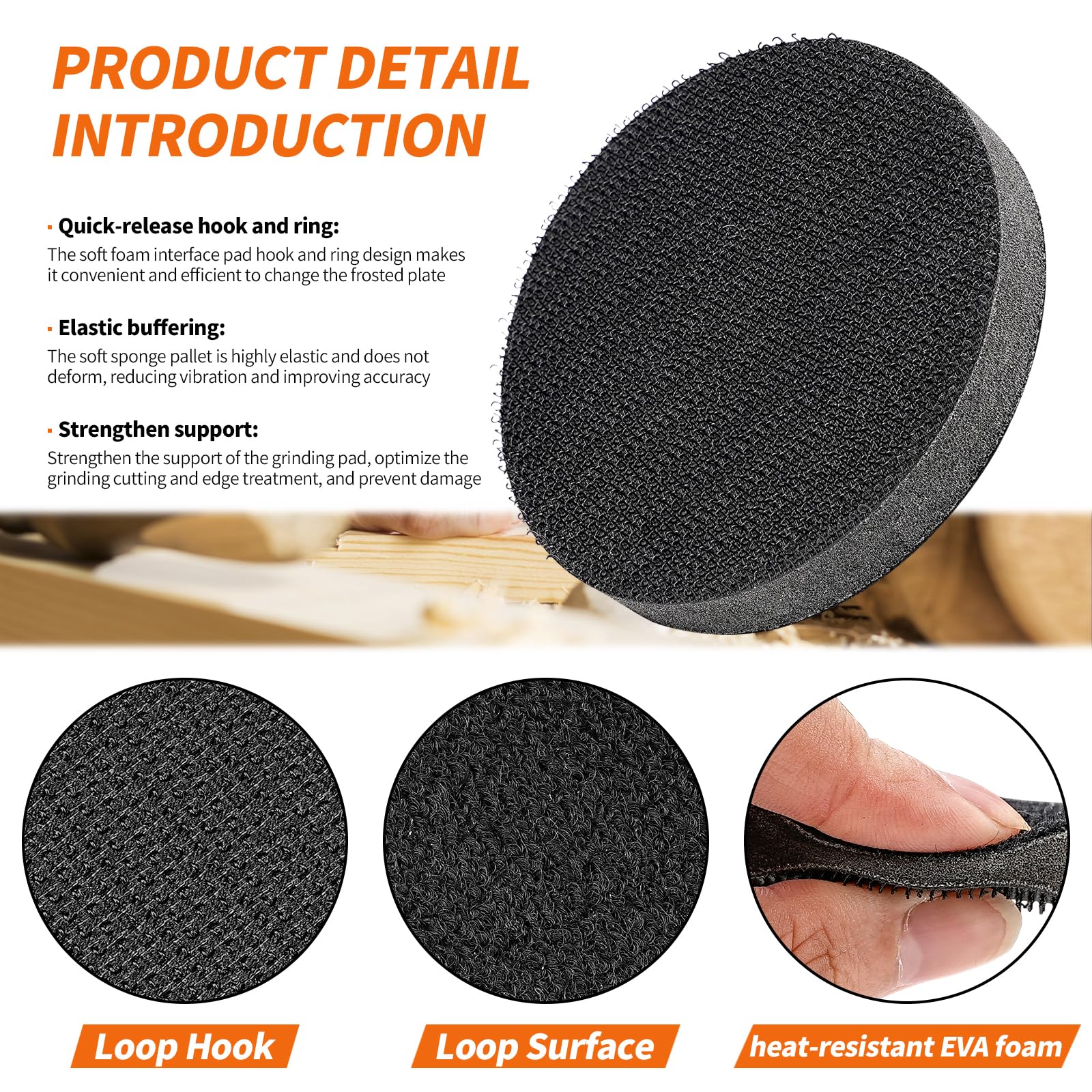 Almohadilla de esponja de espuma suave de 3 pulgadas (75 mm), paquete de 10 almohadillas de repuesto de gancho y bucle de 3 pulgadas para lijadora orbital aleatoria de 3 pulgadas para discos