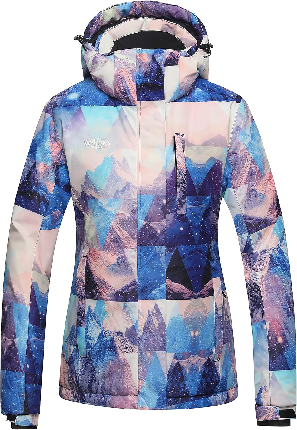 Wantdo Women's Waterproof Ski Jacket Colorful Printed Fully Taped Seams Rain Coat Warm Winter Parka