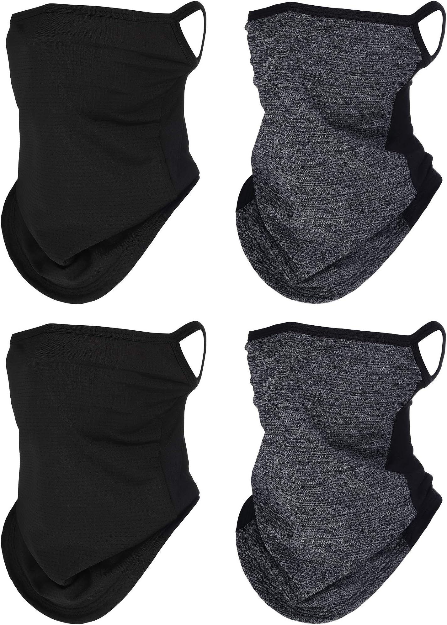4 Pcs Neck Gaiter with Ear Loops Neck Covers Bandana Cloth Face Gaiter Mask for Men Women Summer Non Slip Headwear