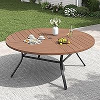 Vista 23 de Mesa de comedor para exterior, mesa cuadrada para terraza con orificio para sombrilla