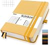 Mlife A5 Graph Paper Notebook,360 Pages Thickened Squared Notebook,Premium 100gM² Ink Resistant Paper Thick,Pu Hard Cover Grid Notebook,Inside Pocket,Elastic Banded,Grid Paper for WritingYellow