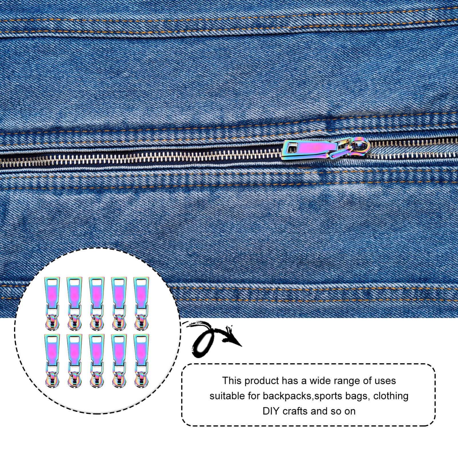 SHINEOFI 20piezas Tiradores Decorativos De Cremallera Metálicos Para Ropa y Mochilas Repuestos Prácticos y Duraderos Para Zippers