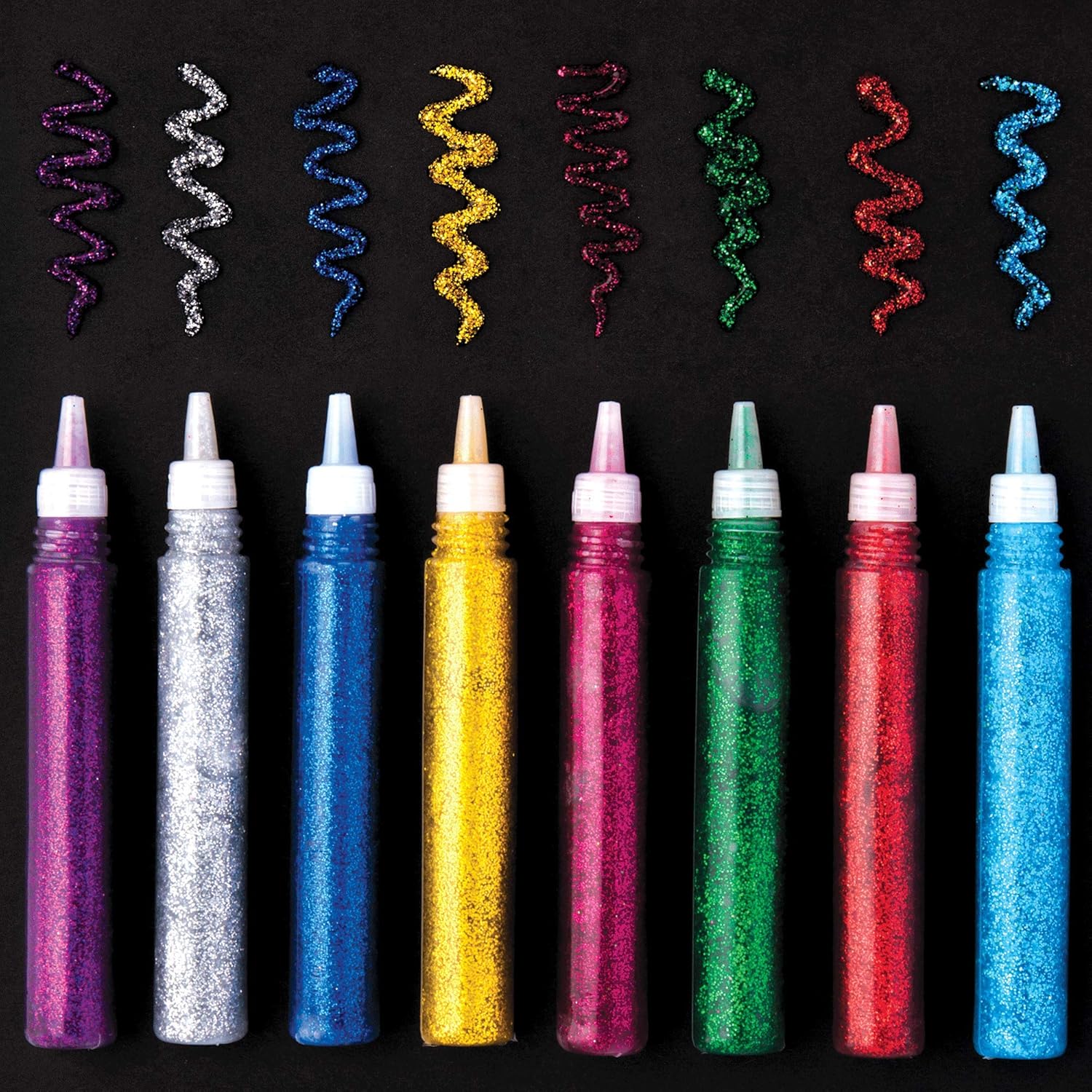 Baker Ross AR874 Glitter Glue Pens - Pack of 24, Assorted Embellishing Adhesive Great for Kids Arts and Crafts