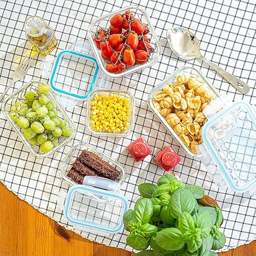 Miniatura 6 de Moss & Stone Juego de 10 recipientes de vidrio para almacenamiento de alimentos con tapas, transparentes, a prueba de fugas, sin BPA, herméticos,