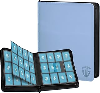 TCGUARD 12 Pockets Trading Card Zipper Binder for 720 Cards| Secure Side Loading Pockets | Trading Card Album Folder | Compatible with YuGiOh, MTG,Sports Cards (Blue)