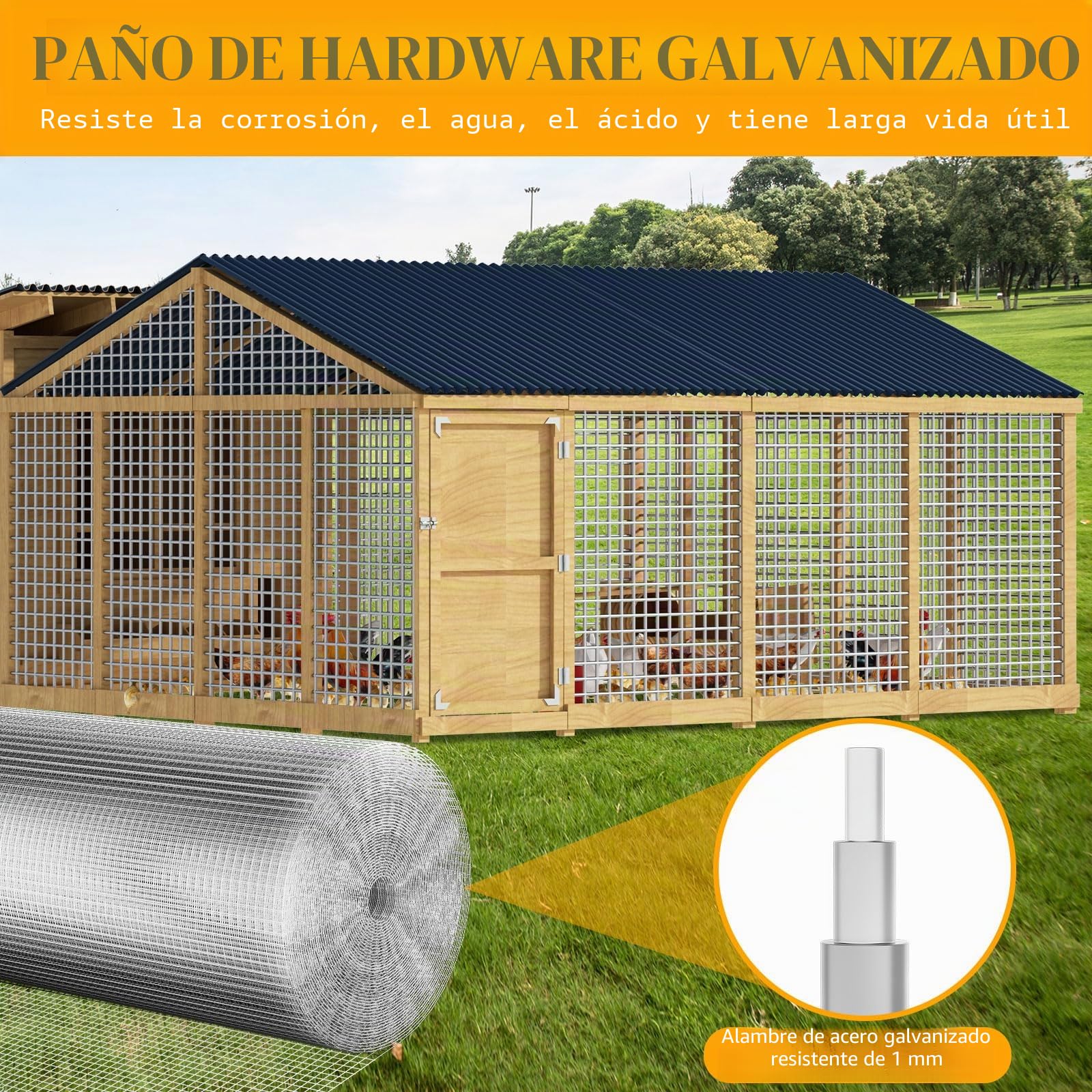 Malla de alambre galvanizado, 1 m × 10 m, malla de 6 mm, red para ratas y roedores, valla universal para camas elevadas, pollos, conejos, ardillas y ratones