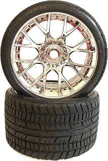 Sweep Racing Road Crusher On Road Belted Silver Chrome Monster Truck Rubber Tires (2) SWSRC1001S