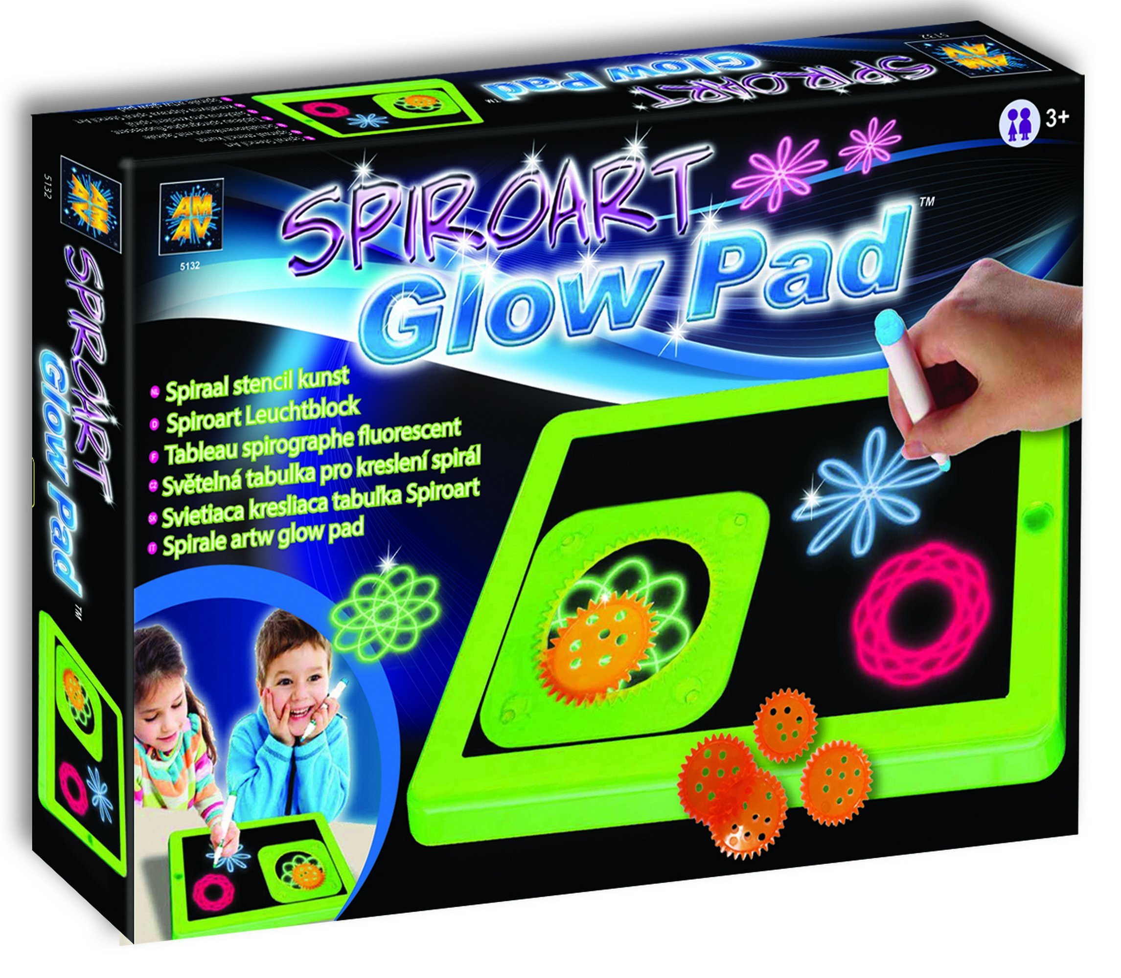 AMAV Toys Glow Drawing Board For Kids, Ages 3 And Up, Includes Glow Markers (3 Pack), Cloth, Instruction Manual