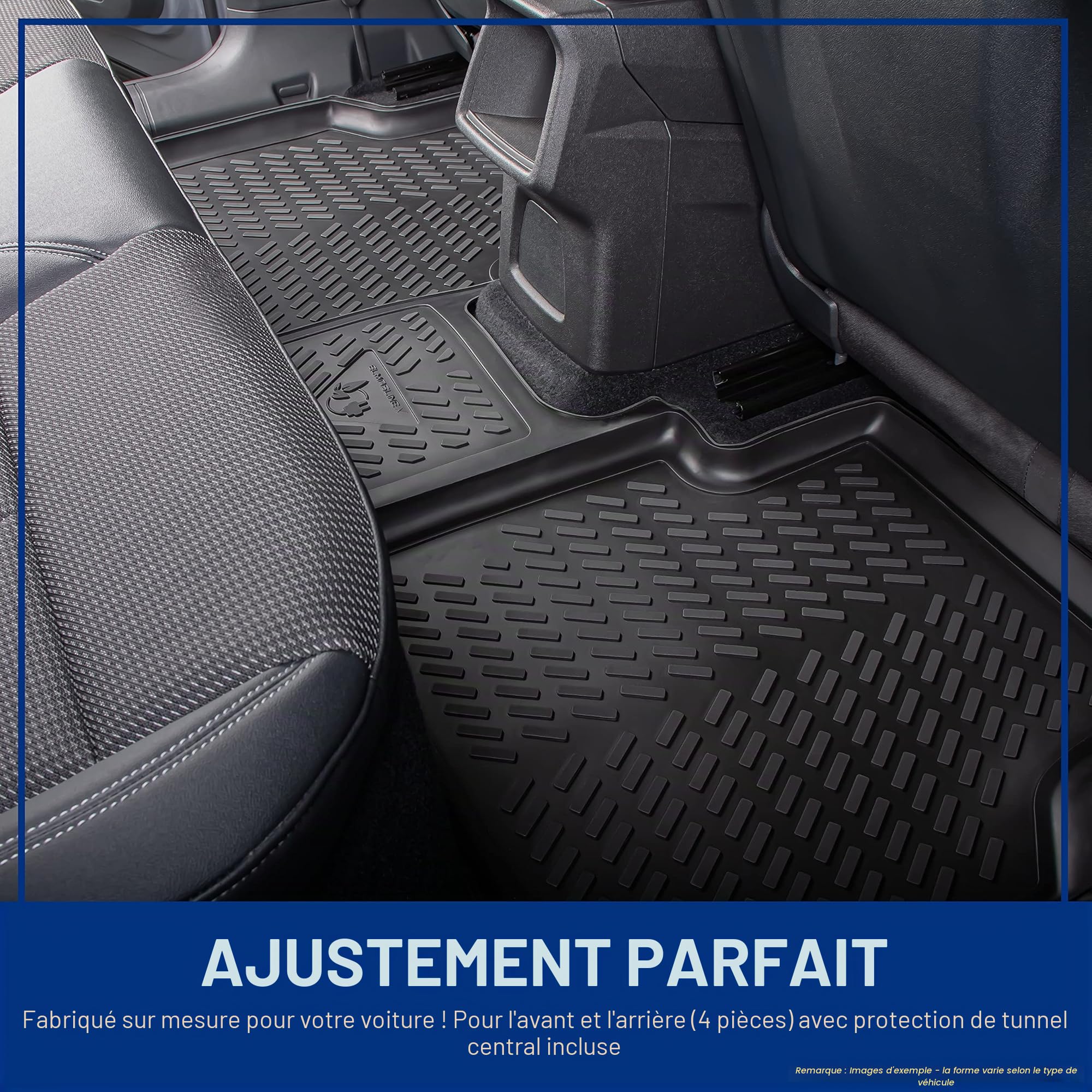 Lot de tapis en caoutchouc design 3D pour Dacia SANDERO III à partir de 2021 | Bord extra haut de 5 cm