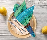 Vista 2 de Paquete de 12 servilletas de cena de 100% algodón con rayas de salsa de gran tamaño, 20 x 20 pulgadas, esquinas en inglete y dobladillo generoso