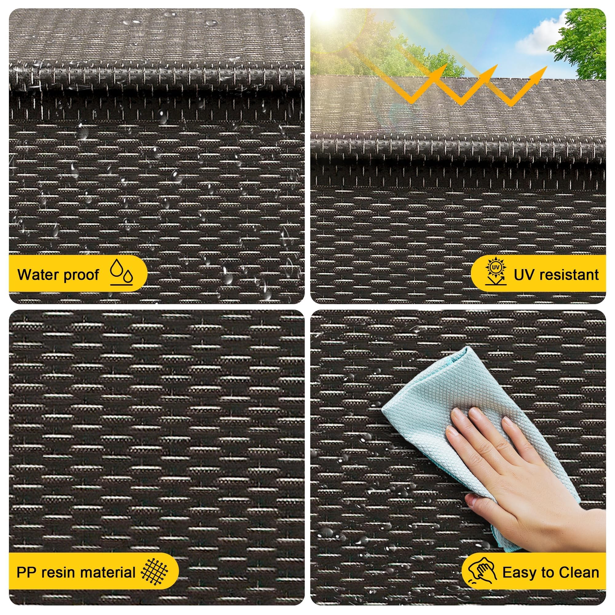 Garvee Grand Coffre De Rangement Extérieur 125 Gallons (473 l) Sur Roulettes, Résine Tressée Imperméable, Poignées Robustes, Idéal Pour Jardin, Terrasse, Piscine Et Balcon