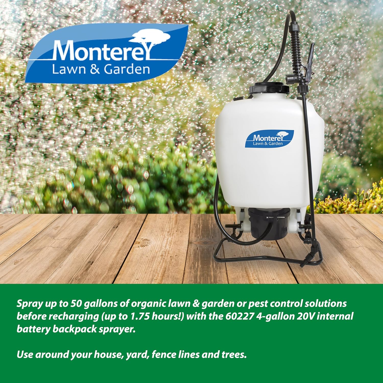 Monterey 60228: 4-Gallon Multi-Purpose Internal Battery Rechargeable Backpack Sprayer